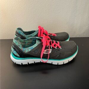 Skechers Women’s Skech Flex‎ Ultimate Gray Teal Sneaker Running Shoes Size 9.5